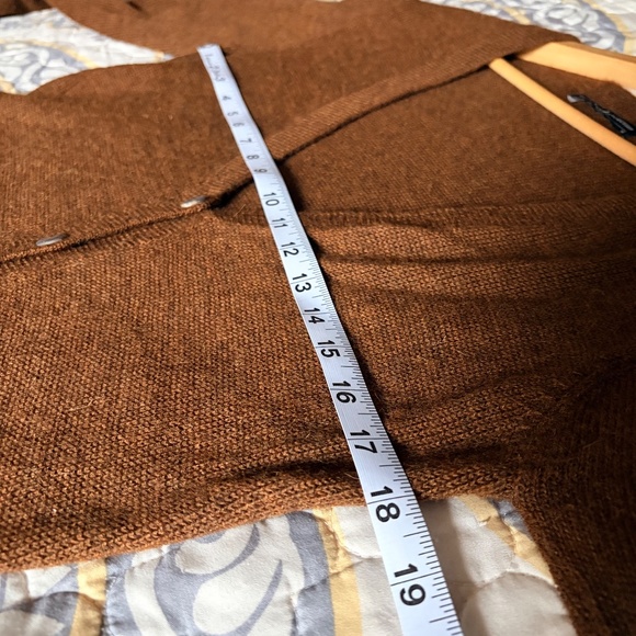 Peruvian Connection Brown Baby Alpaca Button Peplum Ruffle Sweater Top, Medium - Picture 6 of 10